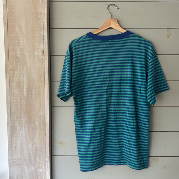 Vintage Blue & Green Striped Tee – Presumed Size Large - Picture 3 of 3